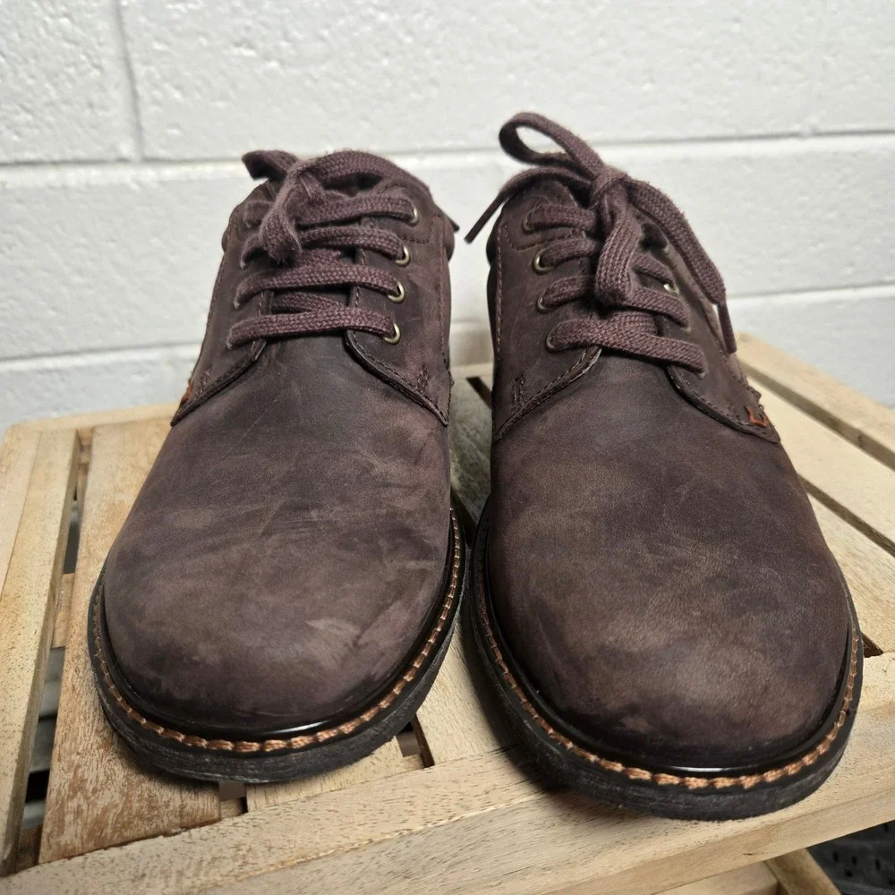 ECCO Gore-Tex Brown Leather Oxford Shoes Mens 42 9 Waterproof Casual Suede Gorp